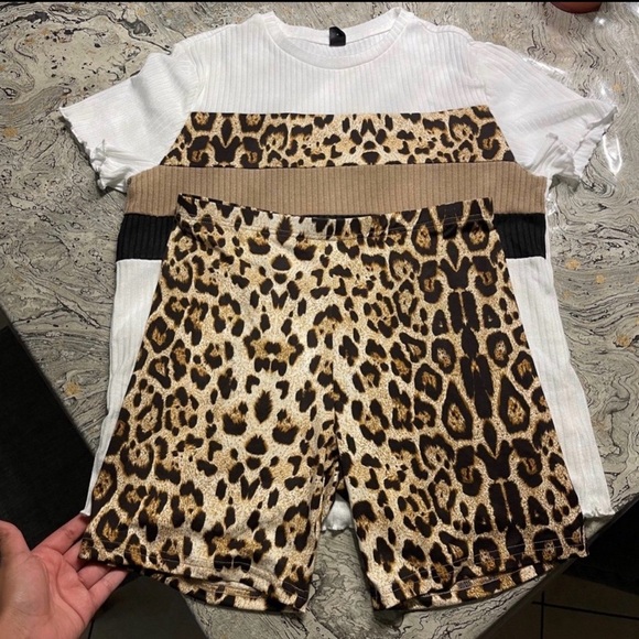 SHEIN Other - SHEIN lounge wear set size Large 
Leopard design
Stretchy shorts